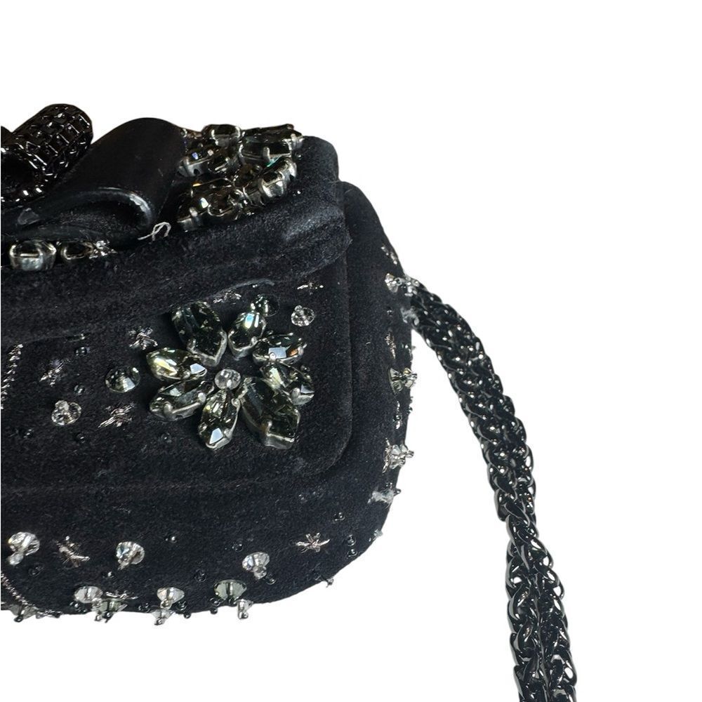 CHRISTIAN LOUBOUTIN Black Suede Sweet Charity Embellished Crossbody Evening Bag - Picture 11 of 15